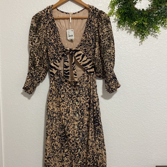 Free People String of Hearts Smocked Cutout Maxi Dress XS - Picture 5 of 14